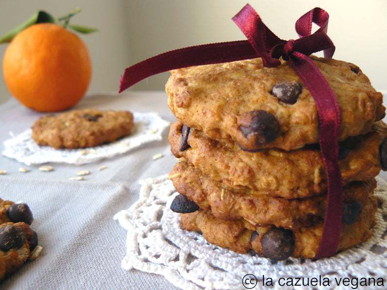 Galletas de naranja, avena y chocolate
